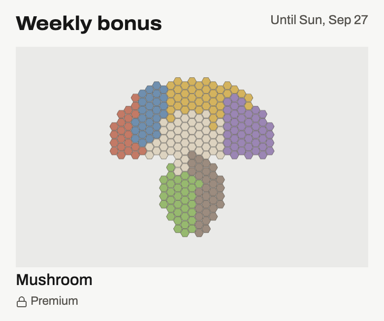 Weekly Mushroom bonus map card with a Premium lock caption